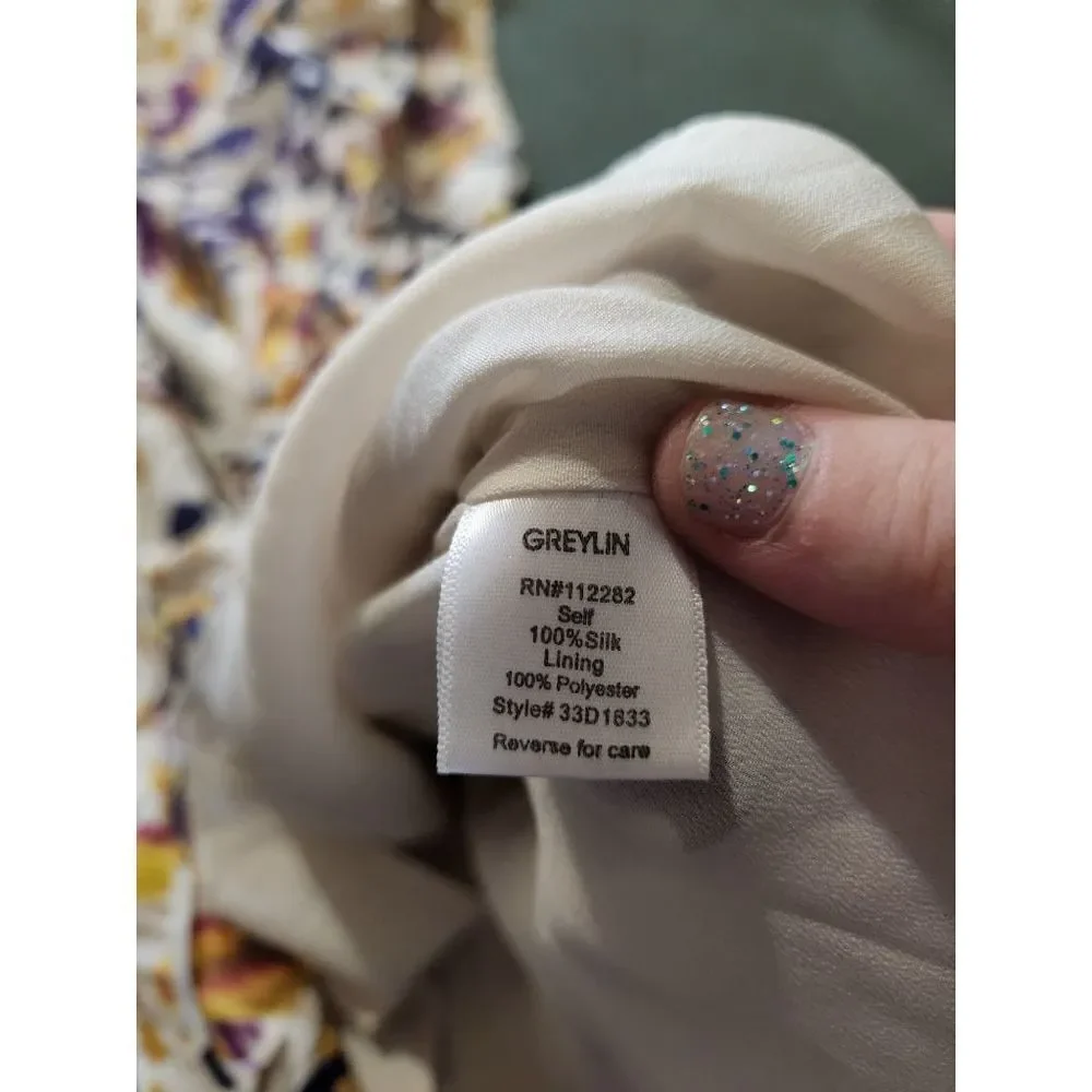 Greylin light floral tie waist dress sz Small